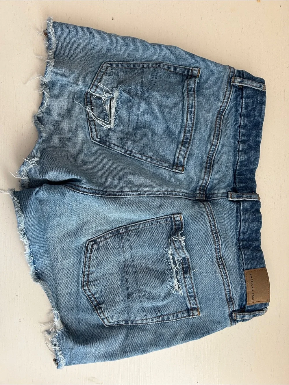 American Eagle Outfitters Light Blue Distressed Denim Jean Shorts